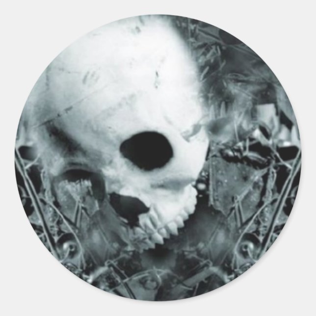 Skull 1 classic round sticker (Front)