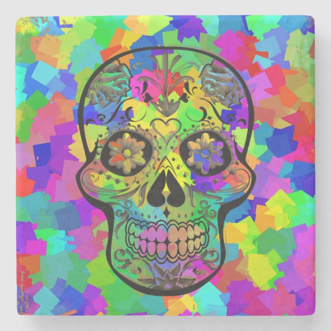 Skull 20161106 stone coaster (Front)