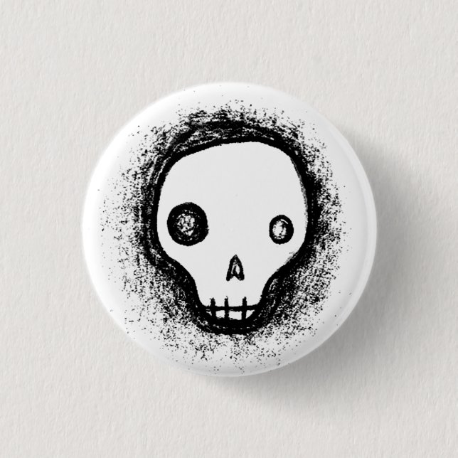 Skull 2 3 cm round badge (Front)