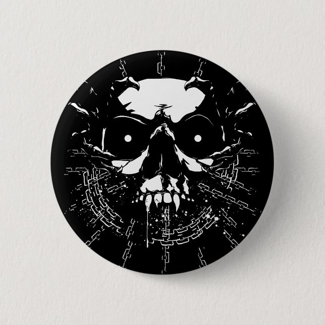 Skull 6 Cm Round Badge (Front)
