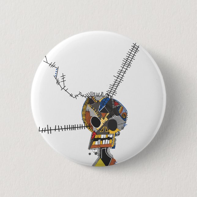 Skull 6 Cm Round Badge (Front)