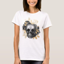 Skull a bouquet of vintage roses faux gold foliage