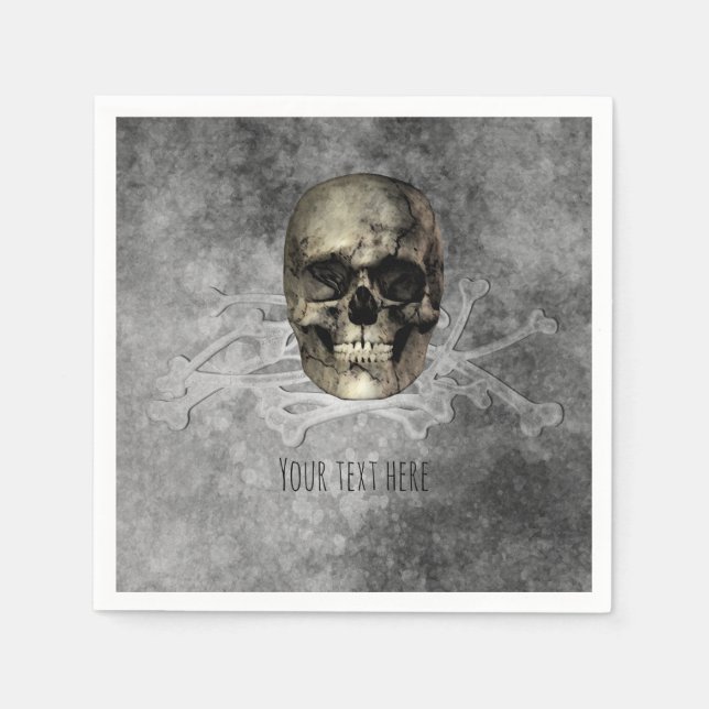 Skull & a pile of Bones Halloween Gothic Party Napkin (Front)