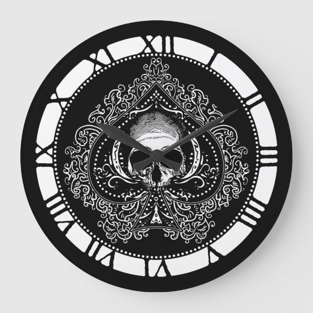Skull Ace Of Spades Large Clock (Front)