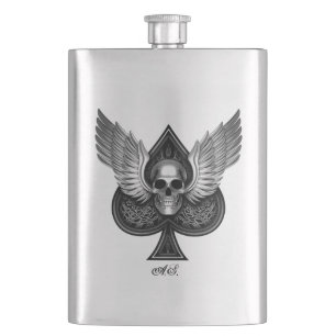 Skull Ace of Spades Stainless Steel flask