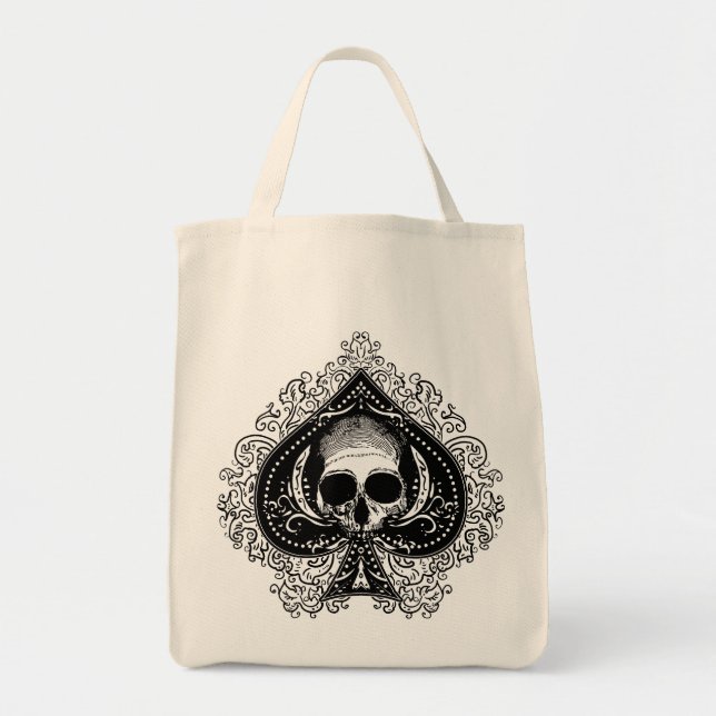 Skull Ace of Spades Tote Bag (Front)