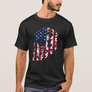 Skull American Flag 4th Of July Patriotic Independ T-Shirt