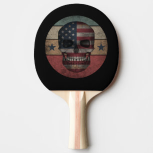 SKULL AMERICAN FLAG PATRIOTIC GIFT PING PONG PADDLE