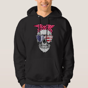 Skull American Flag Sunglasses Independence Day 4t Hoodie