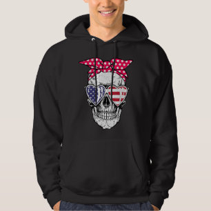 Skull American Flag Sunglasses Independence Day 4t Hoodie