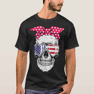 Skull American Flag Sunglasses Independence Day 4t T-Shirt