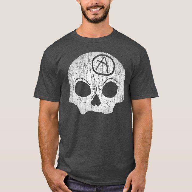 Skull Anarchy Charcoal Heather Grey T-Shirt (Front)