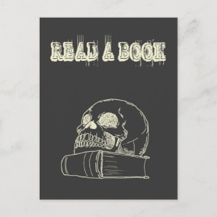 Skull and a book postcard