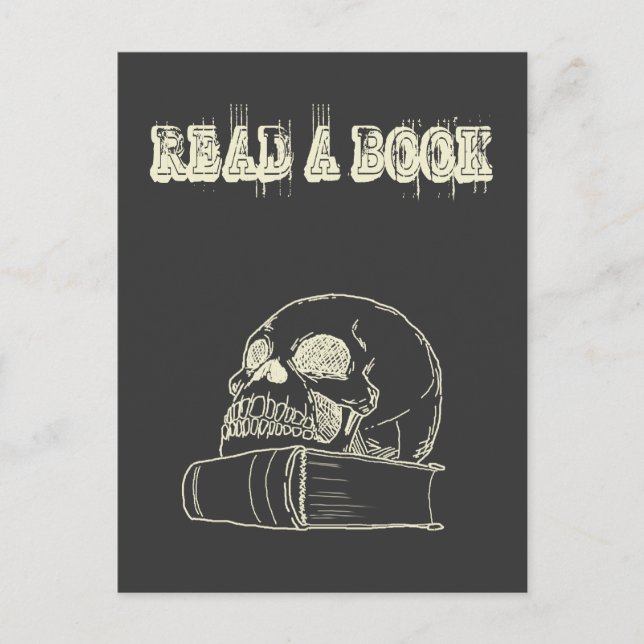 Skull and a book postcard (Front)