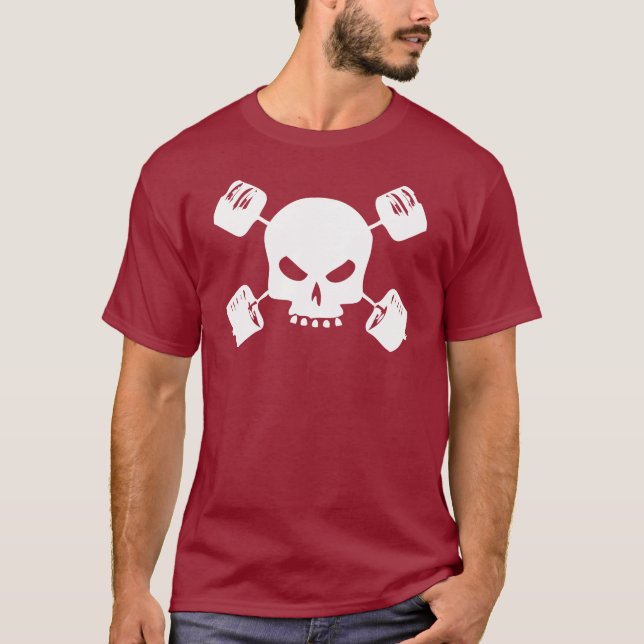 Skull and Barbell Cross Shirt for Lifters (Front)