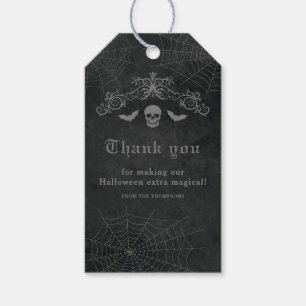 Skull And Bats Dark Gothic Halloween Thank You Gift Tags