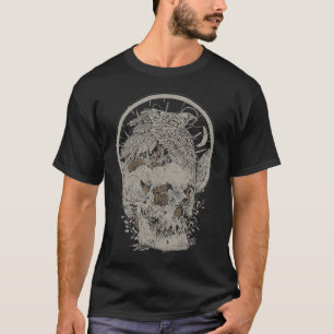 Skull and Bird Intricate Design T-Shirt