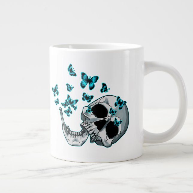 Skull and Blue Butterflies Mug (Right)