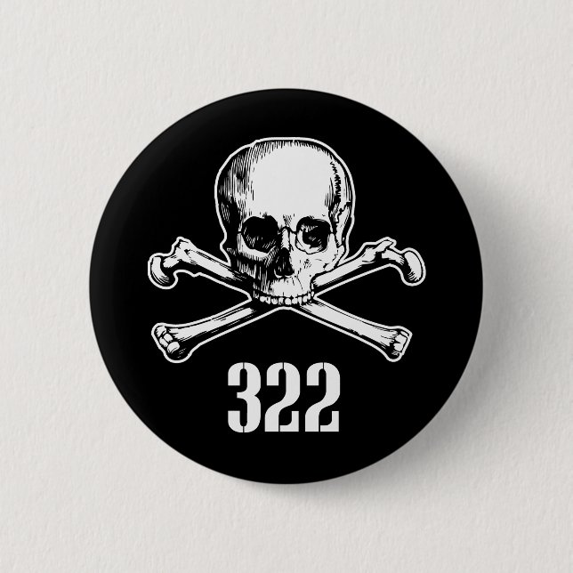 Skull and Bones 322 6 Cm Round Badge (Front)