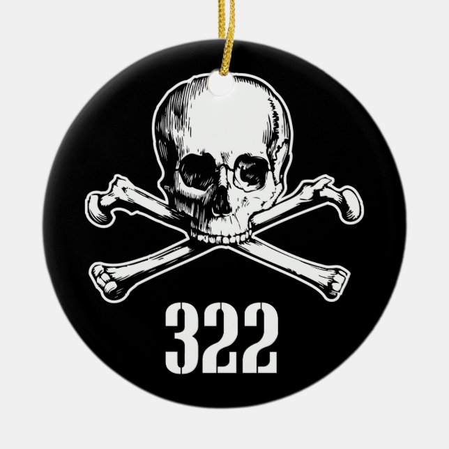 Skull and Bones 322 Ceramic Tree Decoration (Front)