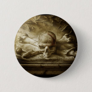 skull and bones 6 cm round badge