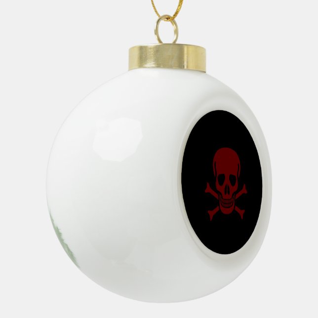 Skull and Bones Ceramic Ball Christmas Ornament (Left)