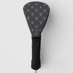Skull and Bones Check Pattern Grey Monogram Golf Head Cover
