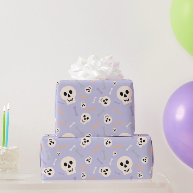 Skull and Bones Cute Halloween Wrapping Paper  (Party Gifts)