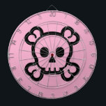 Skull and bones girly pink dart board design<br><div class="desc">Skull and bones girly pink dart board design. Cute gift idea for kids. Colour can be changed.</div>