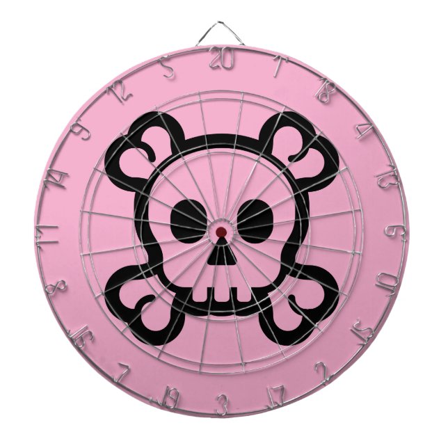 Skull and bones girly pink dart board design (Front)