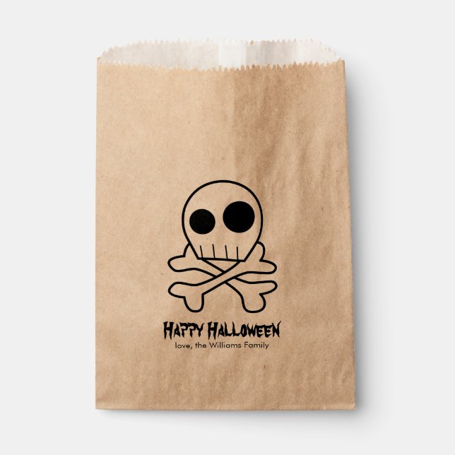 Skull and Bones Halloween Party Favour Bag (Front)