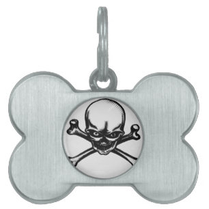 Skull and bones pet tag