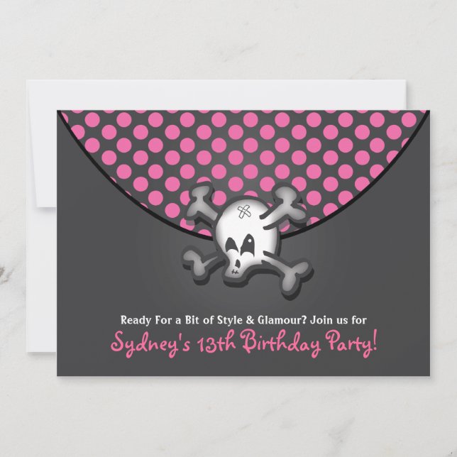 Skull and Bones Purse Birthday Party Invitations (Front)