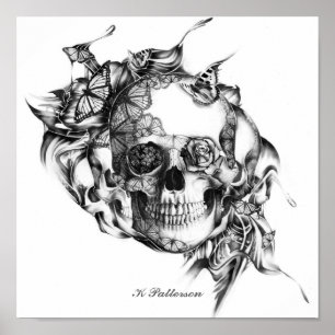 Skull and Butterflies Art Print