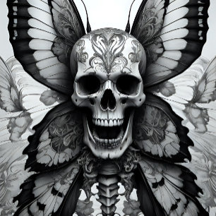 Skull and Butterflies Decoupage Paper