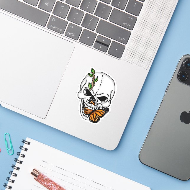 Skull and Butterfly Digital Art  (Laptop w/ iPhone)