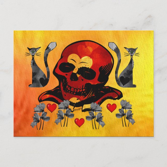 Skull and Cats Postcard (Front)