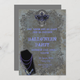 Skull and Coffin Halloween Invitation