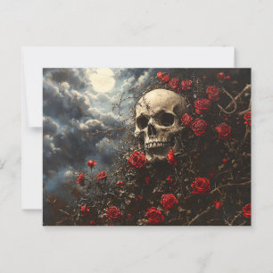 Skull and Crimson Roses Postcard