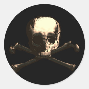 SKULL AND CROSS BONES CLASSIC ROUND STICKER