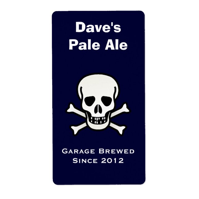 Skull and Cross Bones Mini Beer Label (Front)