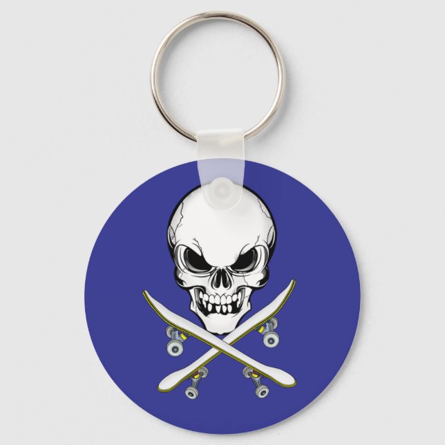Skull and Cross Skateboards  Keychain (Front)