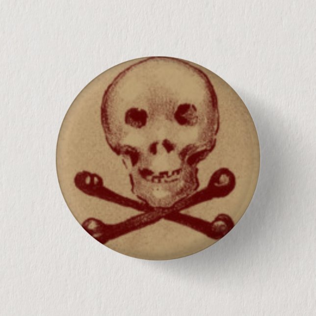 Skull and Crossbones 1 Inch Round Button (Front)