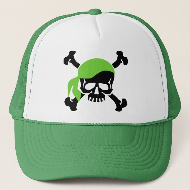 Skull and Crossbones 4 Trucker Hat (Front)