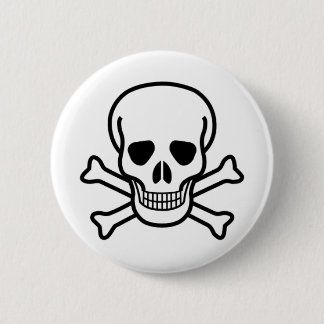 skull and crossbones 6 cm round badge