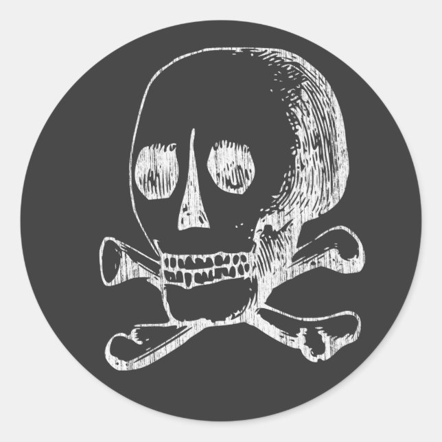 Skull and Crossbones Angled Classic Round Sticker (Front)