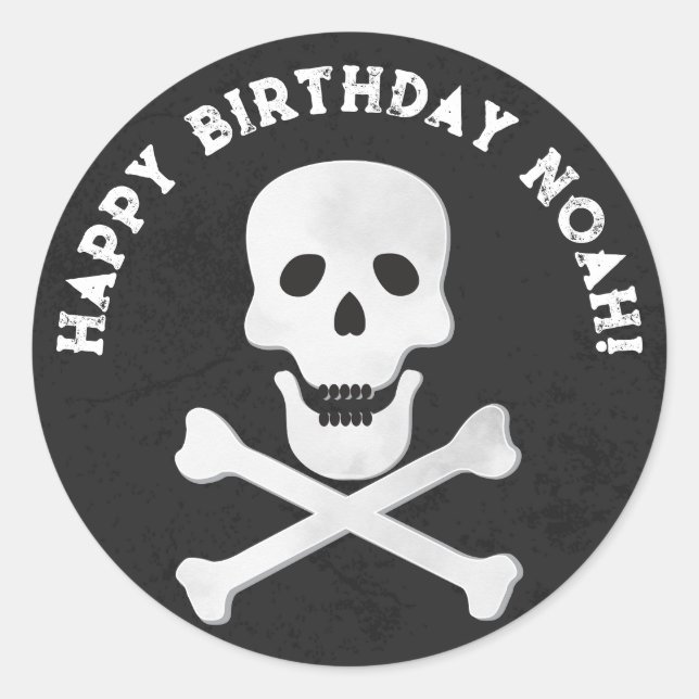 Skull and Crossbones Birthday Party Sticker (Front)