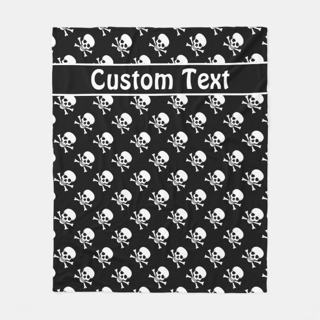 Skull and Crossbones Blanket with Custom Text (Front)
