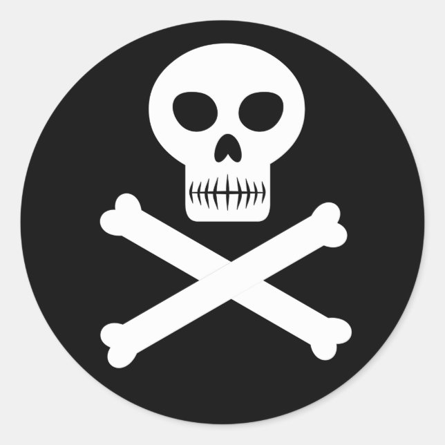 Skull and Crossbones Classic Round Sticker (Front)