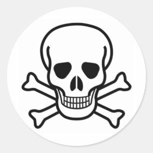skull and crossbones classic round sticker